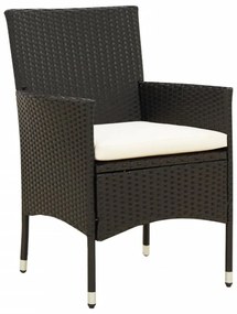 4 db fekete polyrattan kerti szék párnával