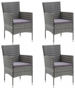 4 db szürke kerti polyrattan étkezőszék