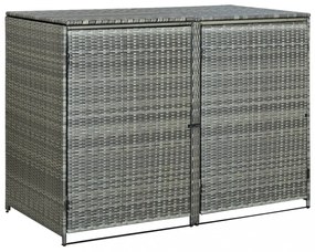 antracit polyrattan dupla tároló gurulós kukához 148x77x111 cm
