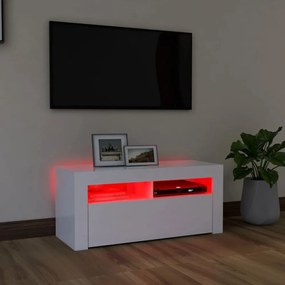 fehér TV-szekrény LED-lámpákkal 90 x 35 x 40 cm