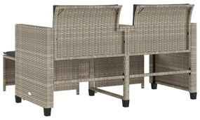 vidaXL 2 személyes szürke polyrattan kerti kanapé asztallal/székkel