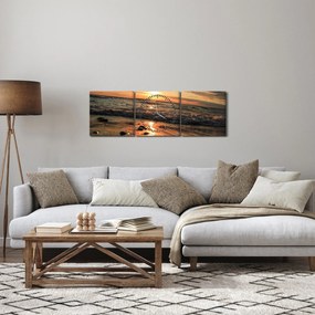 Kép - Naplemente az óceán mellett (órával) (90x30 cm)