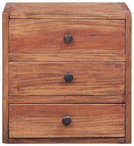 tömör mahagóni fa éjjeliszekrény 3 fiókkal 35 x 25 x 35 cm