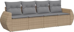 vidaXL 4 részes bézs polyrattan kerti ülőgarnitúra párnákkal