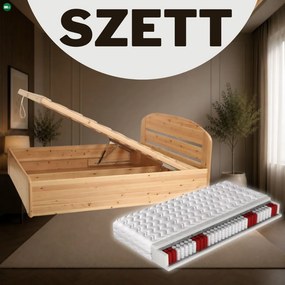 Anikó fenyő ágyneműtartós ágy 120x200 + kétoldalas, közepesen kemény 120x200 matraccal