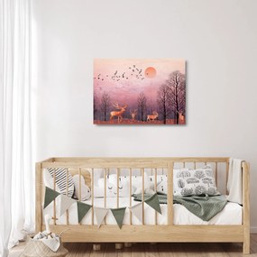 Kép - Szarvas a lenyugvó nap fényében (üvegen) (70x50 cm)