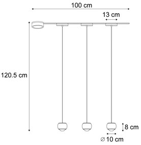Modern sínrendszer 3 fekete függőlámpa - Magnetic Lance