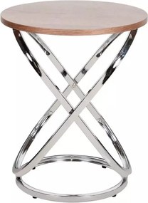 Dohányzóasztal, kicsi, kerek, loft, dió króm, nappali pad Eos E