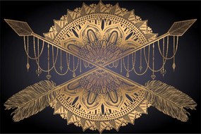 Kép - Arany mandala nyilakkal (90x60 cm)