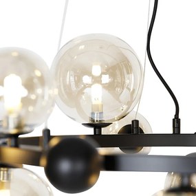 Art Deco lógólámpa fekete borostyánüveggel 12-lámpás - David