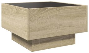 sonoma tölgy szerelt fa dohányzóasztal LED-del 50 x 50 x 30 cm