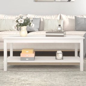 Fehér tömör fenyőfa dohányzóasztal 110 x 55 x 45 cm
