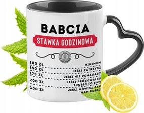 Nagyinak Fekete Bögre Szív Alakú Füllel Ajándék Nyomtatott