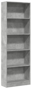 betonszürke szerelt fa könyvespolc 60 x 24 x 176 cm