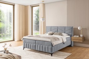 Penia kontinentális ágy 160x200 cm tárolóval - hamuszürke Velúr hidrofób Element 24