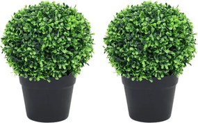 vidaXL 2 db zöld gömbalakú cserepes műpuszpáng 32 cm