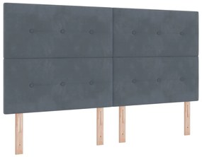 Boxspring Ágy Matraccal Sötétszürke Szuper King Velúr