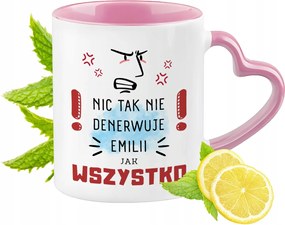 Emilia bögre Rózsaszín, szív alakú füllel Kávé ajándék