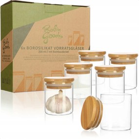 6 db-os 200 ML-es befőttesüveg szett bambusz fedéllel