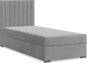 Agen egyszemélyes ágy, bársony, ágyneműtartóval, szürke