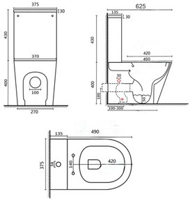 Paulo rimless WC kombi alsó/hátsó kifolyással soft close ülőkével