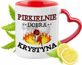 Krisztina Piros Bögre Szív Alakú Füllel Ajándék