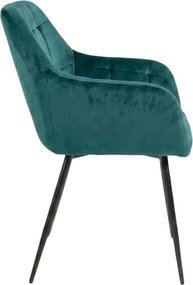 Sötétzöld LOREN VELVET étkezőfotel fekete lábakkal
