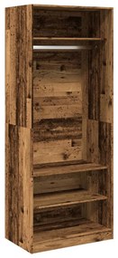 antik fa színű szerelt fa ruhásszekrény 80 x 50 x 200 cm