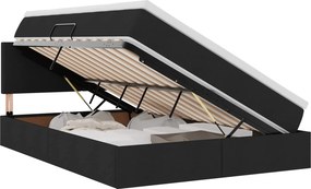 vidaXL Ágy tárolóval és matraccal Fekete 140 x 190 cm Faanyag