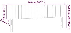 rózsaszín bársony LED-es fejtámla 200x5x78/88 cm