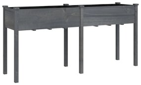 szürke tömör fenyőfa kerti ültetőláda béléssel 161x45x76 cm