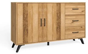 Natúr színű alacsony komód tölgyfa dekorral 136x81 cm Nordic – Marckeric