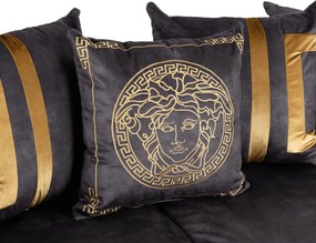 Háromszemélyes kanapé fekete/arany színben. PALLAZO 3S