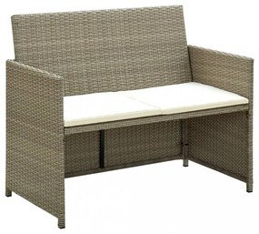 kétszemélyes bézs polyrattan kerti kanapé párnákkal