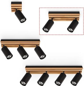 Brilagi - Spotlámpa SELE WOOD 2xGU10/30W/230V fekete/fa