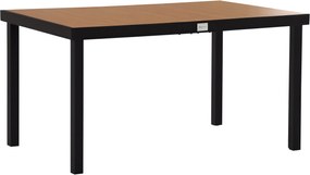 Outsunny 6 Fős Kerti Asztal - Alumínium Étkezőasztal Kerti Bútor - Könnyen Tisztítható Műanyag - Természetes és Fekete 140 x 90 x 74 cm | Aosom