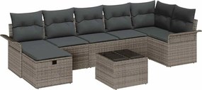 vidaXL Kerti Kanapé Szett párnával tárolóval 8 pcs Szürke polirattan