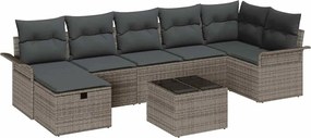 vidaXL Kerti Kanapé Szett párnával tárolóval 8 pcs Szürke polirattan