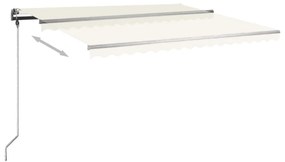 krémszínű kézzel kihúzható póznás napellenző 400 x 300 cm