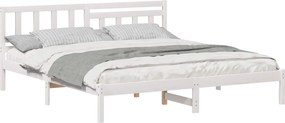 vidaXL Ágykeret fejtámlával Fehér 200 x 200 cm Tömör fenyőfa