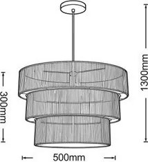 UNIVERSO Kötél függeszték 3xE27 IP20 D500x300x1300mm 5év