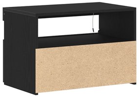 TV-szekrény LED világítással, fekete tölgy színben, 60x35x40 cm, összeszerelt fa