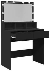 fekete fésülködőasztal LED-del 80 x 41 x 134,5 cm