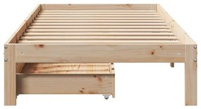 vidaXL tömör fenyőfa ágykeret fiókokkal 100 x 200 cm