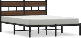 vidaXL barna tölgy színű fejtámlás ágykeret matrac nélkül 150 x 200 cm