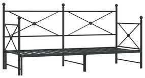 kihúzható kanapéágy matrac nélkül fekete 90x200 cm acél