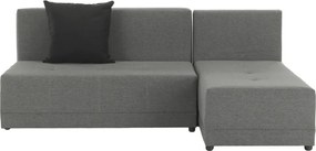 Sarokülőgarnitúra, J allású, ágyfunkcióval, szövet szürke/ párnák fekete, MEXX