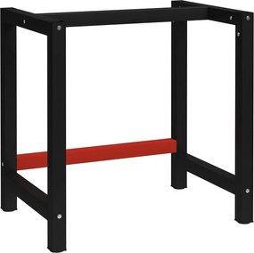 vidaXL fekete és piros fém munkapadváz 80 x 57 x 79 cm