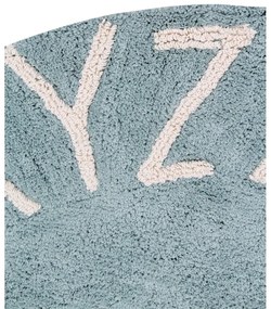 Világoskék mosható kézi szövésű pamut gyerek szőnyeg ø150 cm ABC Vintage Blue – Lorena Canals