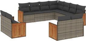 vidaXL 11 részes szürke polyrattan kerti ülőgarnitúra párnákkal